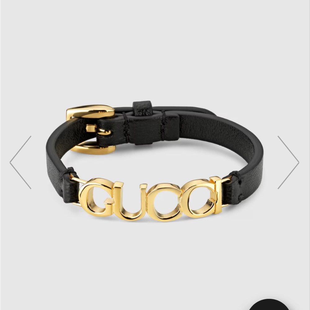 Authentic LEATHER BRACELET WITH GUCCI SCRIPT